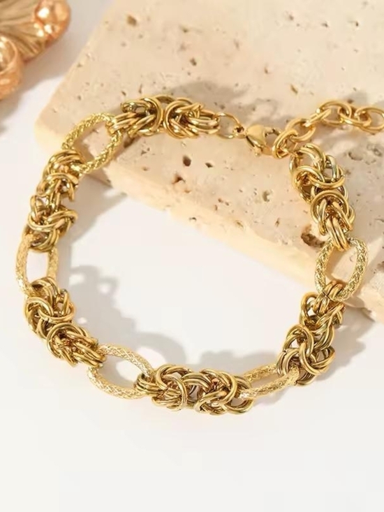 Anthropologie Jewelry - Textured Gold Braided Link Bracelet